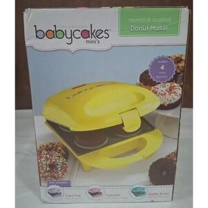 Yellow Baby Cakes Mini Nonstick Coated Donut Maker Model DNM-30